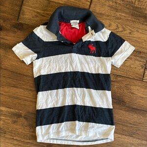 Boys Abercrombie Kids Striped Navy and White Kids Polo Shirt M